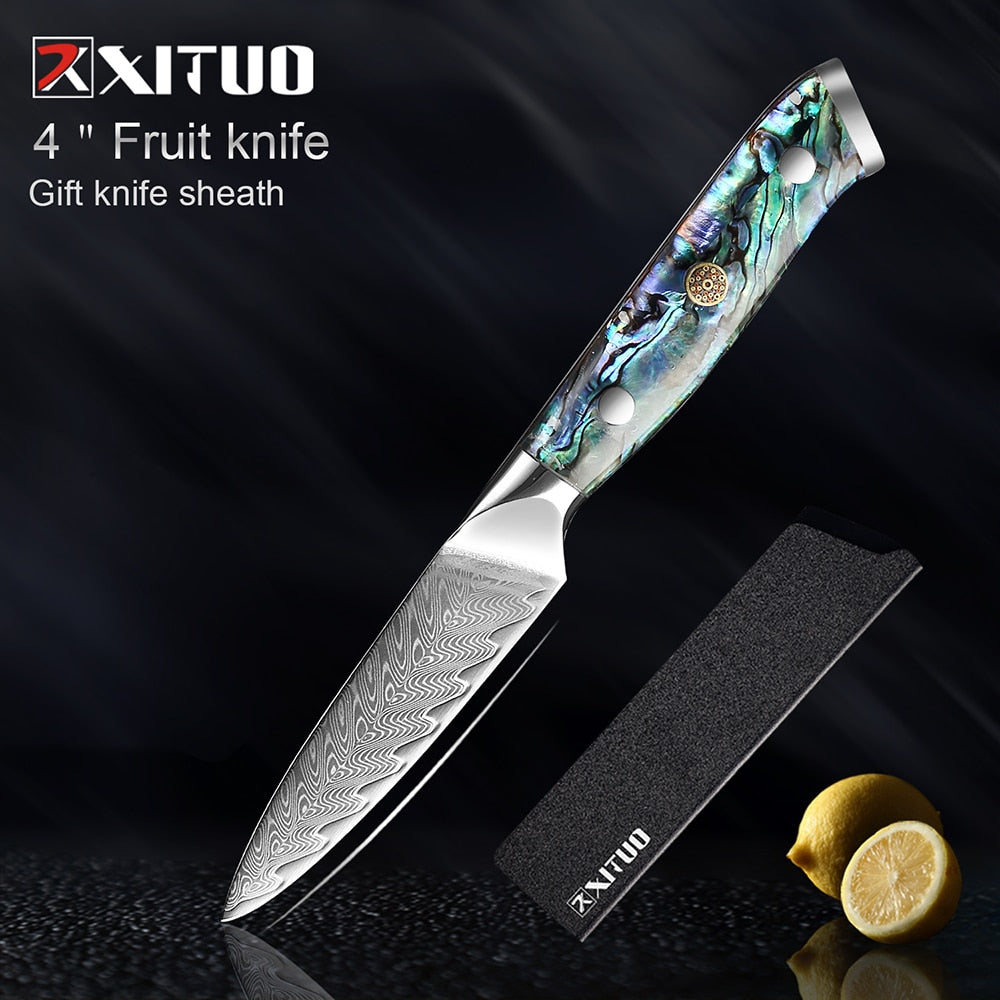 Kitchen Knife Set Chef Boning Santoku Knife Japanese Damascus Steel Paring  Knife
